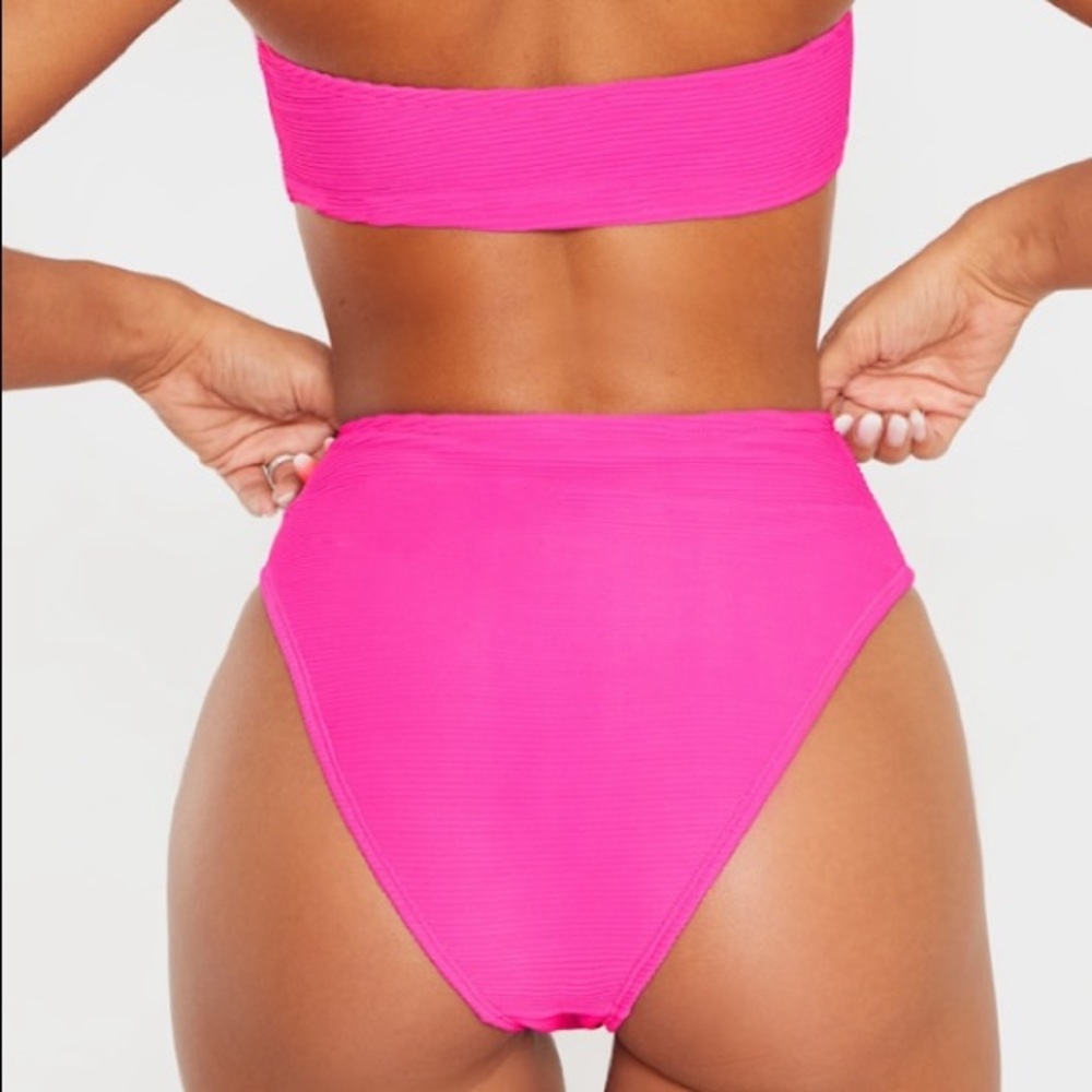 PrettyLittleThing Ribbed Bandeau Bikini Set - Picture 6 of 8
